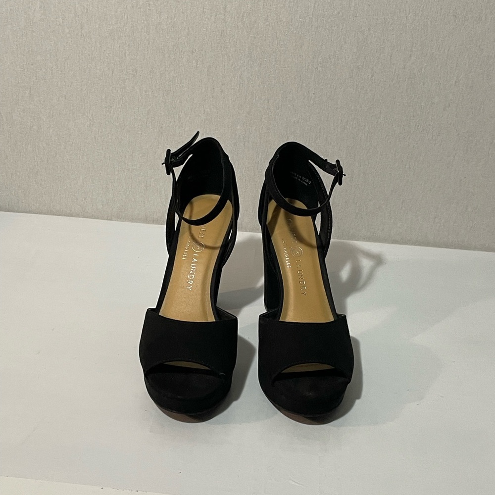 Chinese Laundry Black Suede Platform Block Heel Sandals, size 8/38.5 - Picture 4 of 8